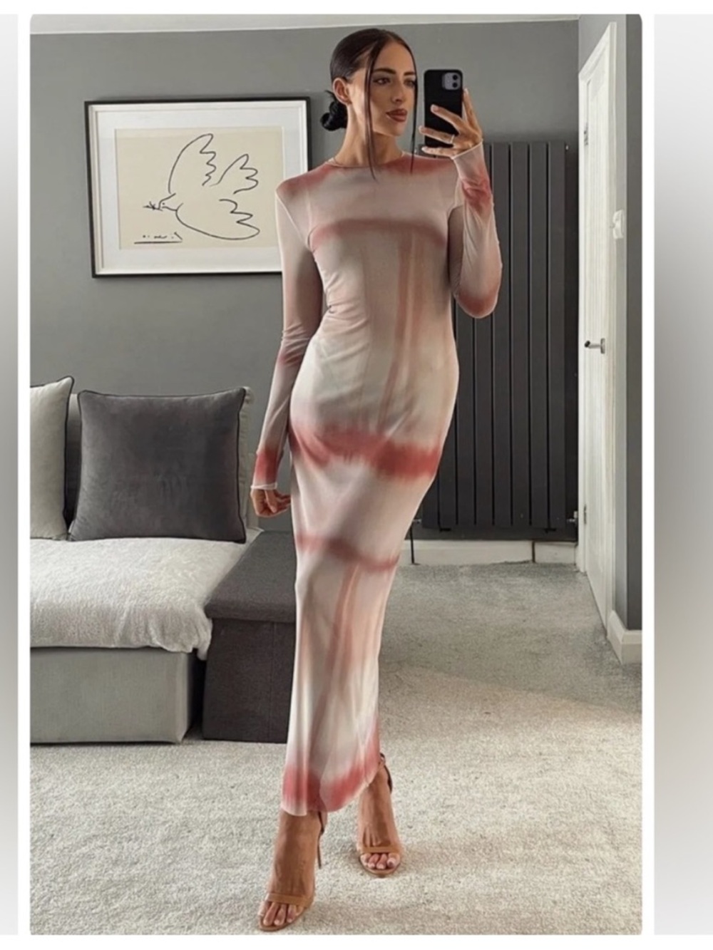 ZARA SEMI SHEER TIE DYE TULLE DRESS
